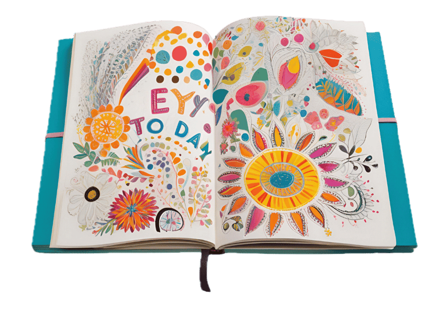 An open creative journal — a spread from the practice