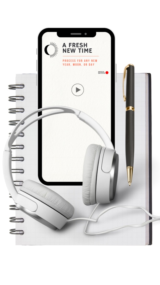 The session on your phone, with a notebook and headphones